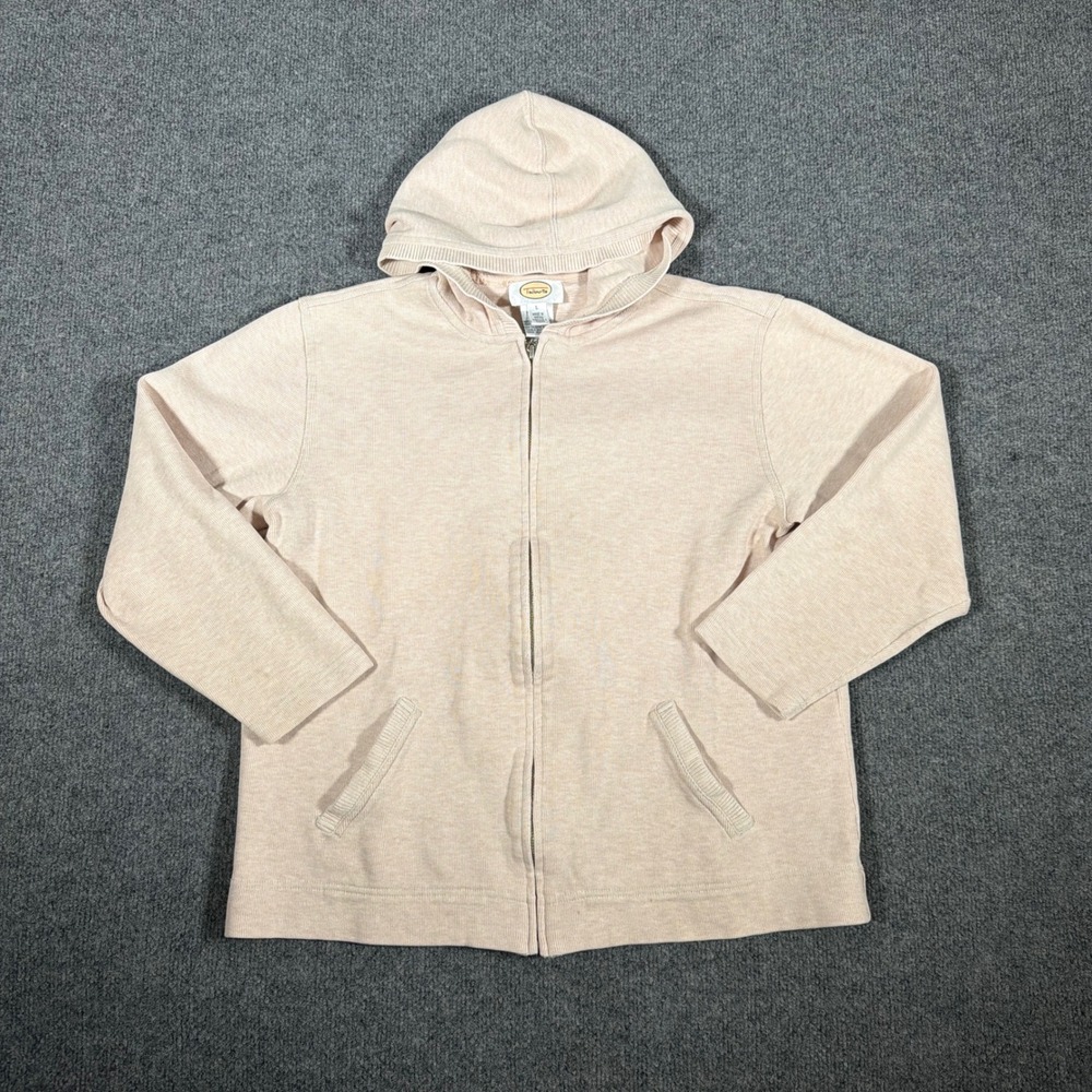 Talbots Hoodie Womens Large Vintage Peach Heather 100%‎ Cotton Hooded Jacket